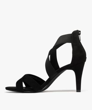 Sandales à talon aiguille en suédine à brides élastiques femme vue3 - VALENTINA BALDA - GEMO