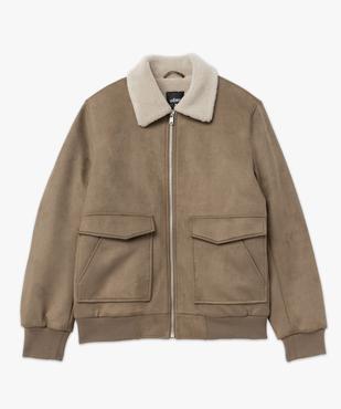 Blouson en velours avec doublure fourrure imitation homme vue4 - GEMO (HOMME) - GEMO