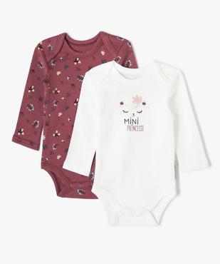 Body bébé fille manches longues col US imprimé (lot de 2) - Petit Béguin vue1 - PETIT BEGUIN - GEMO