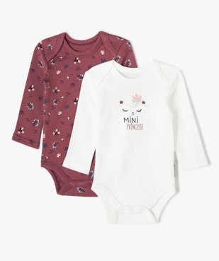 Body bébé fille manches longues col US imprimé (lot de 2) - Petit Béguin vue1 - PETIT BEGUIN - GEMO