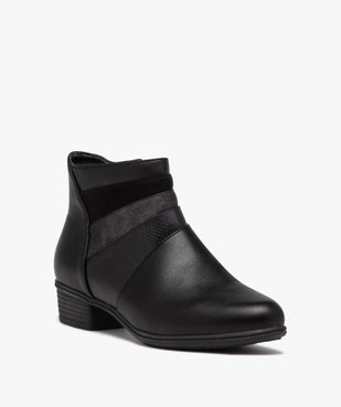 Boots femme confort unies à petit talon vue2 - GEMO (CONFORT) - GEMO