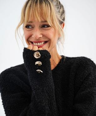 Pull col rond en maille bouclette femme vue2 - GEMO(FEMME PAP) - GEMO