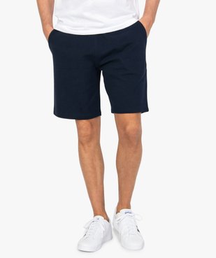 Bermuda homme uni en coton piqué vue1 - GEMO (HOMME) - GEMO
