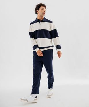 Sweat à rayures avec col chemise homme vue7 - GEMO (HOMME) - GEMO