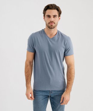 Tee-shirt à manches courtes et col V homme vue1 - GEMO 4G HOMME - GEMO