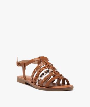 Sandales femme à talon plat avec brides fantaisie casual vue3 - GEMO (CASUAL) - GEMO