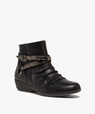 Boots femme confort à talon compensé dessus drapé vue2 - GEMO (CONFORT) - GEMO