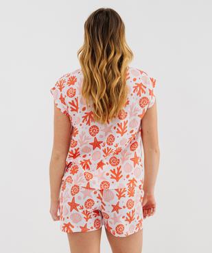 Ensemble pyjashort en coton à motifs marins femme vue3 - GEMO 4G FEMME - GEMO