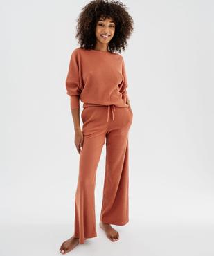 Bas de pyjama large en maille côtelée extra douce femme vue4 - GEMO 4G FEMME - GEMO