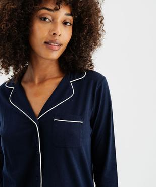 Pyjama deux pièces en coton femme : chemise et pantalon vue2 - GEMO 4G FEMME - GEMO