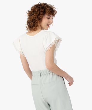 Tee-shirt femme à larges manches finitions brodées vue4 - GEMO(FEMME PAP) - GEMO