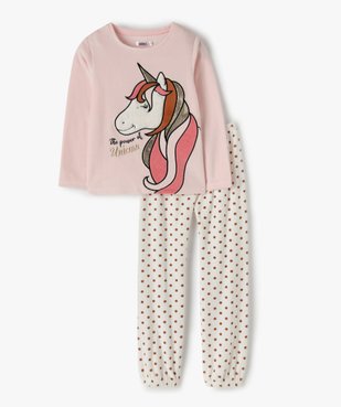 Pyjama fille velours motif licorne brillant et pois vue1 - GEMO (ENFANT) - GEMO