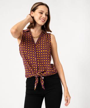 Chemise sans manches imprimée avec nœud dans le bas femme vue2 - GEMO 4G FEMME - GEMO