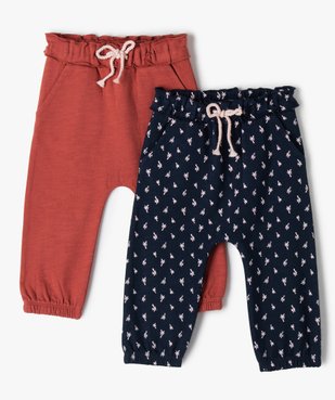 Pantalon bébé fille en maille avec ceinture fantaisie (lot de 2) vue1 - GEMO(BEBE DEBT) - GEMO