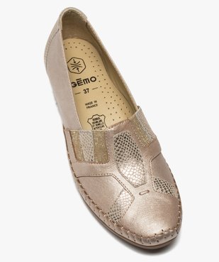 Mocassins femme confort en cuir et talon compensé vue5 - GEMO (CONFORT) - GEMO