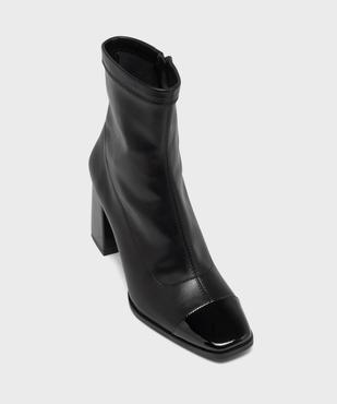 Boots chaussettes à talon et bout carré verni femme vue6 - FOLLOW ME G4G - GEMO