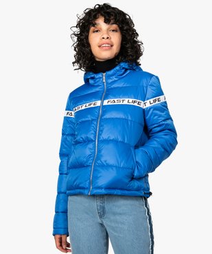 Doudoune femme à capuche et bande imprimée vue1 - FOLLOW ME - Nikesneakers