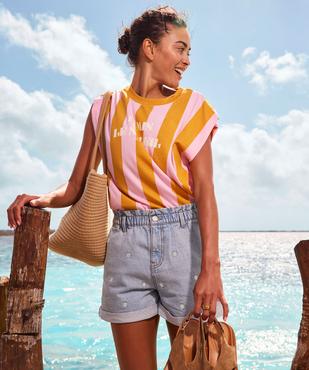 Tee-shirt sans manches en jersey de coton imprimé femme vue4 - GEMO(FEMME PAP) - GEMO