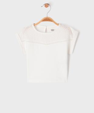 Tee-shirt manches courtes avec haut brodé bébé fille vue1 - GEMO 4G BEBE - GEMO