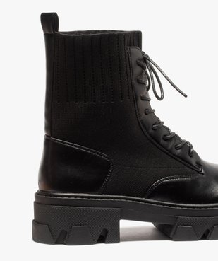 Boots femme unies à semelle crantée et col en maille vue6 - GEMO (CASUAL) - GEMO