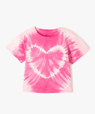 Tee-shirt à manches courtes motif coeur effet tie and dye fille vue1 - GEMO (ENFANT) - GEMO