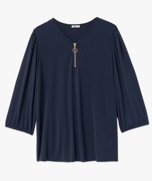 Tee-shirt femme grande taille à manches 3/4 avec col V zippé vue4 - GEMO (G TAILLE) - GEMO