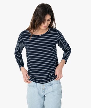 Tee-shirt femme rayé à manches longues vue1 - GEMO(FEMME PAP) - GEMO