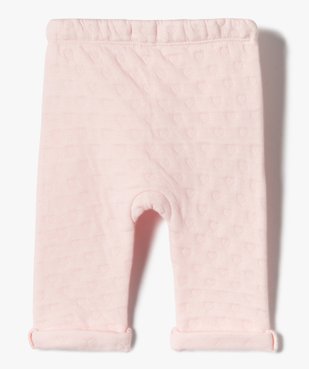 Pantalon bébé fille en maille effet matelassé vue3 - GEMO(BB COUCHE) - GEMO