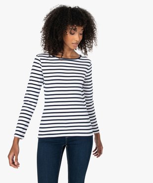 Tee-shirt femme rayé à manches longues vue1 - GEMO(FEMME PAP) - GEMO
