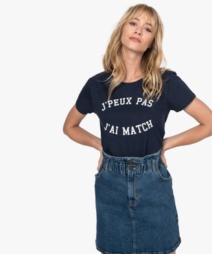 Tee-shirt femme à manches courtes imprimé football vue1 - GEMO(FEMME PAP) - GEMO