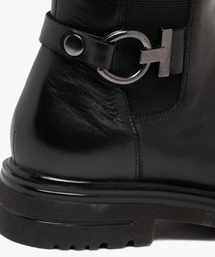 Bottes femme montantes dessus en cuir avec bande élastique et bride fantaisie vue6 - 5 MILES - GEMO
