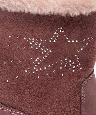Bottes fourrées fille en suédine motif étoile en strass vue6 - GEMO (ENFANT) - GEMO