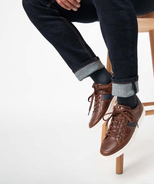 Baskets homme unies à lacets – Lee Cooper vue1 - LEE COOPER - GEMO