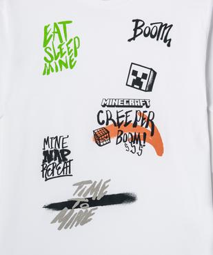 Tee-shirt manches courtes imprimé façon graffiti garçon - Minecraft vue2 - MINECRAFT - GEMO