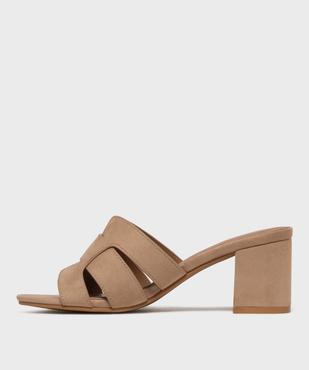 Mules à talon épais en suédine femme - Follow Me vue3 - FOLLOW ME - GEMO