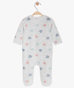 Pyjama bébé en velours à motifs éléphants multicolores vue2 - GEMO(BB COUCHE) - GEMO
