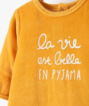 Pyjama bébé en velours avec message vue2 - GEMO(BB COUCHE) - GEMO