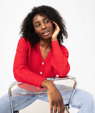Gilet à col V en maille ajourée femme vue1 - GEMO(FEMME PAP) - GEMO