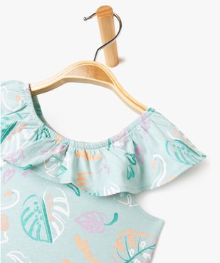 Robe à col volanté en jersey de coton imprimé bébé fille vue3 - GEMO 4G BEBE - GEMO