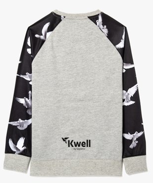 Sweat bi-matières à motifs colombes - Kwell vue2 - KWELL - GEMO