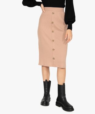 Jupe femme longueur midi coupe droite en maille côtelée vue1 - GEMO(FEMME PAP) - GEMO