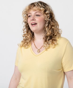 Tee-shirt femme grande taille avec col V fantaisie vue2 - GEMO (G TAILLE) - GEMO