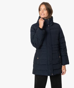 Blouson femme long matelassé avec col chaud vue2 - GEMO(FEMME PAP) - GEMO