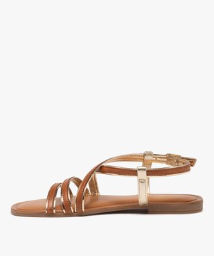 Sandales femme à talon plat et brides à liseré doré vue4 - GEMO (CASUAL) - GEMO