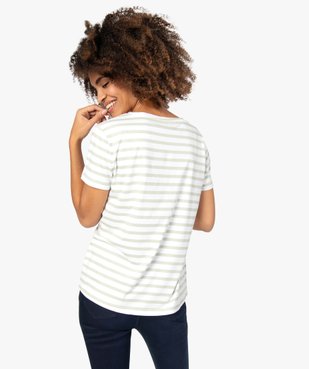 Tee-shirt femme col V à motifs vue3 - GEMO(FEMME PAP) - GEMO