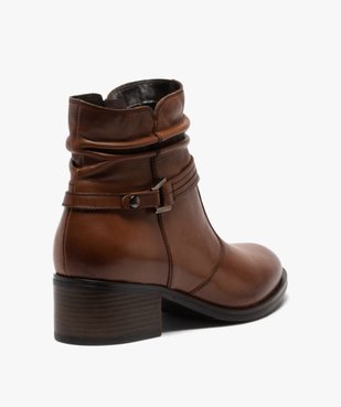 Boots femme à talon large et tige plissée en cuir vue4 - Nikesneakers (CASUAL) - Nikesneakers