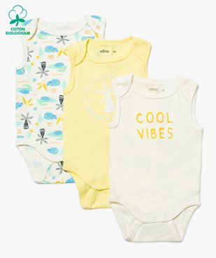 Body bébé garçon sans manches assortis à motifs tropicaux (lot de 3) vue1 - GEMO C4G BEBE - GEMO