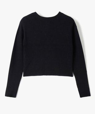 Gilet fille court en maille côtelée vue3 - GEMO (JUNIOR) - GEMO