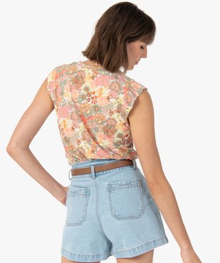 Tee-shirt femme à manches courtes à motifs fleuris vue3 - GEMO(FEMME PAP) - GEMO
