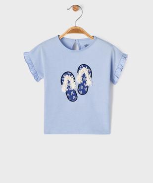 Tee-shirt manches courtes avec motif et volants bébé fille vue1 - GEMO 4G BEBE - GEMO
